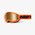 100% Strata 2 Goggle Neon Orange Frame/Gold Mirror Lens