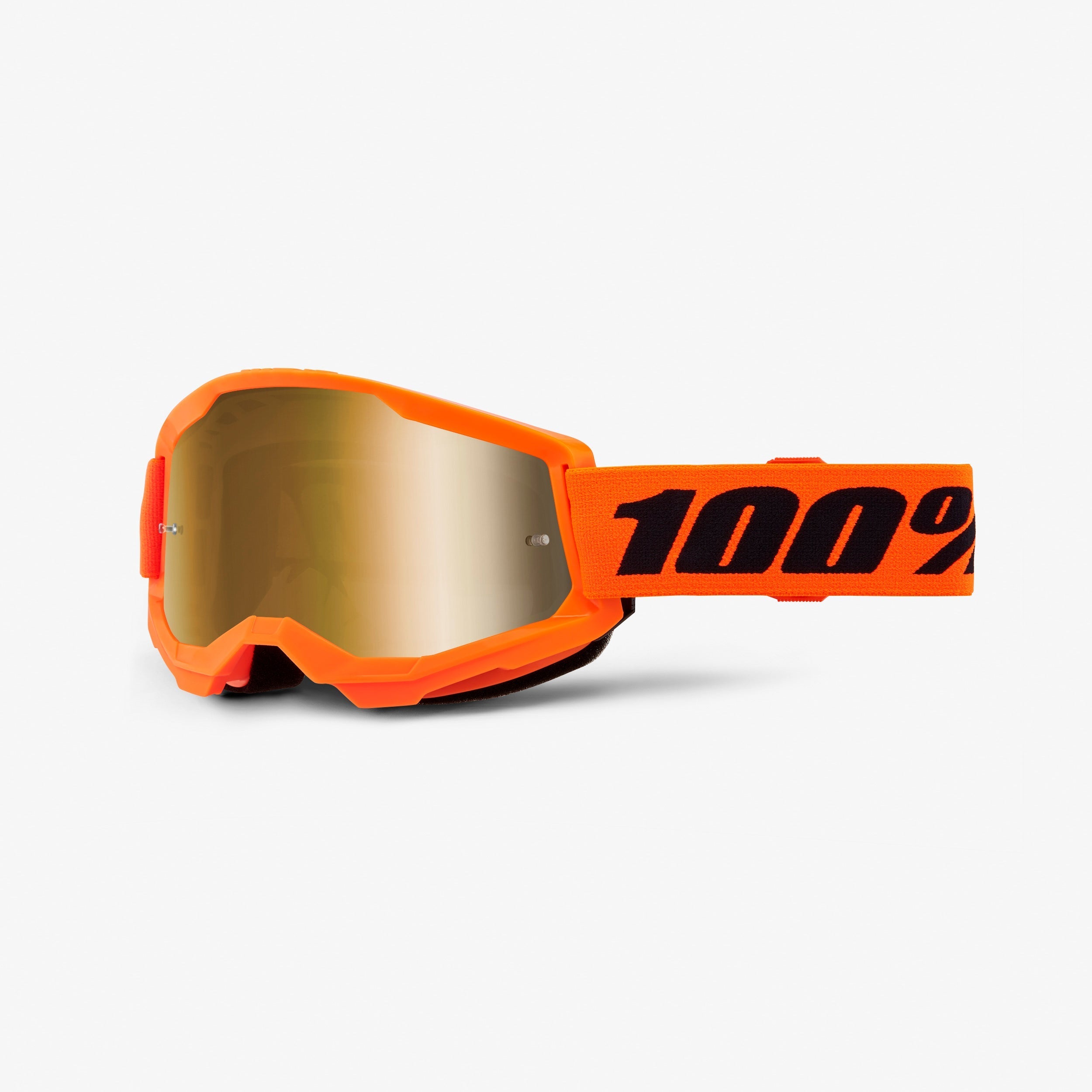 100% Strata 2 Goggle Neon Orange Frame/Gold Mirror Lens