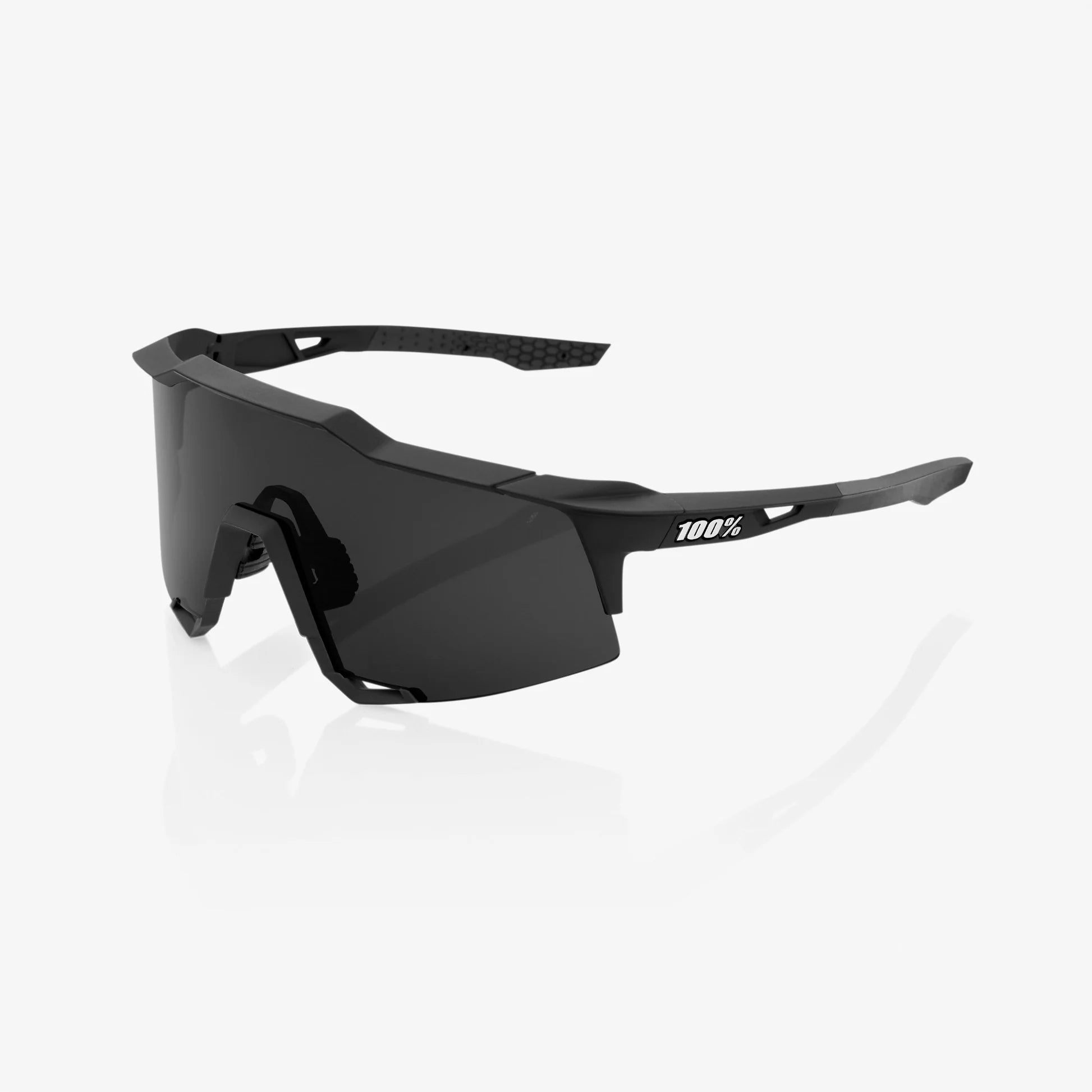 100% Speedcraft Sunglasses Soft Tact Black Frame/Smoke Lens