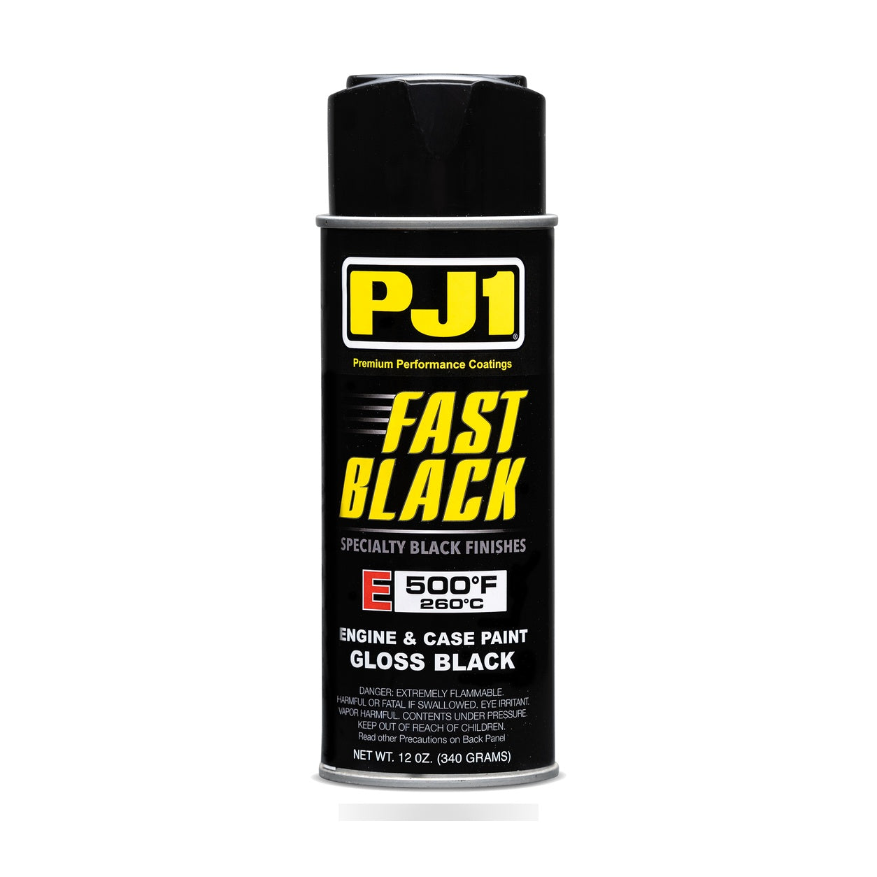 PJ1 Fast Black Engine and Case Paint Gloss Black 12 oz. - Hilly's Garage white background product image